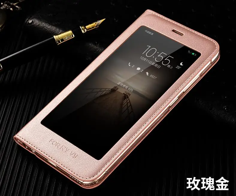Rose Gold Huawei honor 8 pro Чехол с окошком дизайн Роскошный pu кожаный магнитный флип-чехол для huawei honor 8 pro V9 умный чехол для телефона - Цвет: Rose Gold