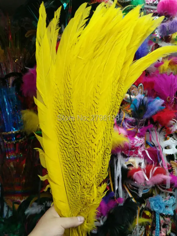 

The New 100pcs/lot High Quality Gold Pheasant Tail Feathers 22-24 Inches/55-60cm Christmas Plumas De Faisan Feathers