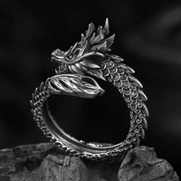 1 pcs of retro fashion cool black animal dragon metal alloy unisex dragon ring opening domineering jewelry adjustable gift