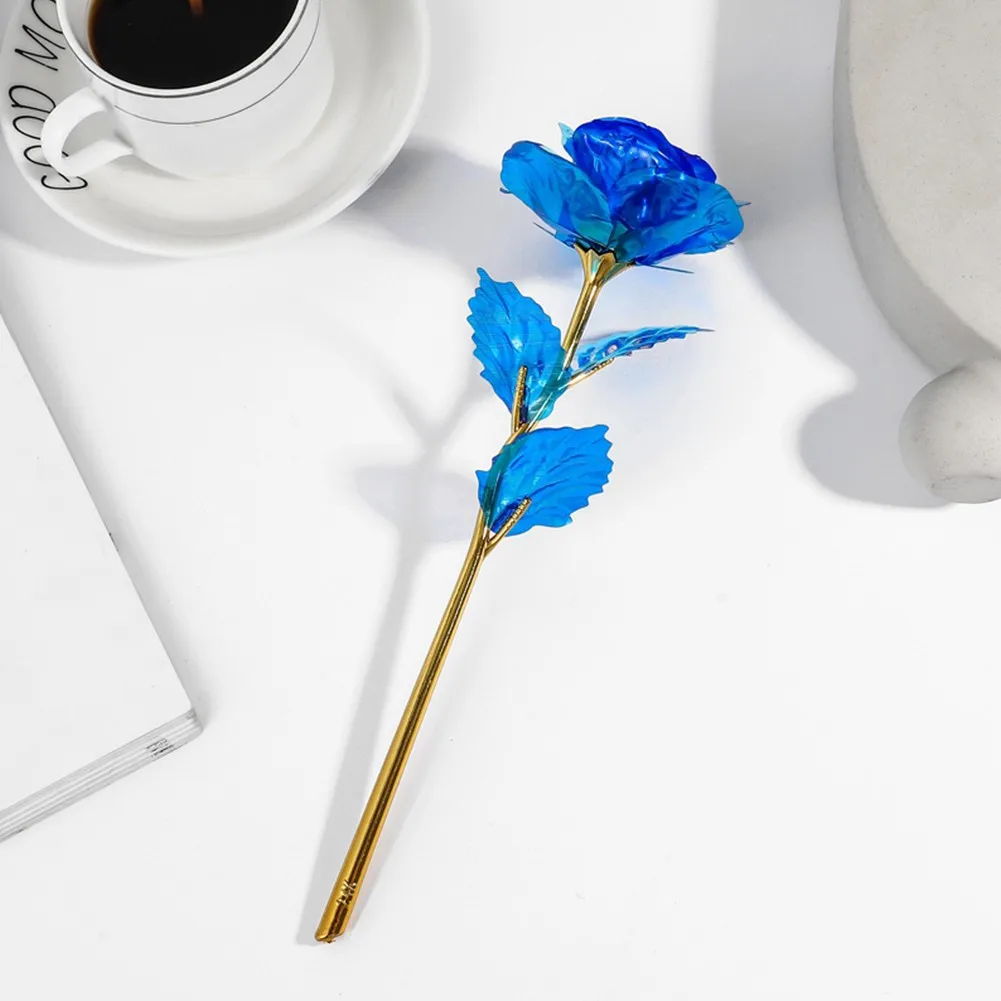 

24K Gold Foil Galaxy Rose Flower 25*8cm Plastic Valentine'S Day Gift Mother'S Day Lovers Gifts