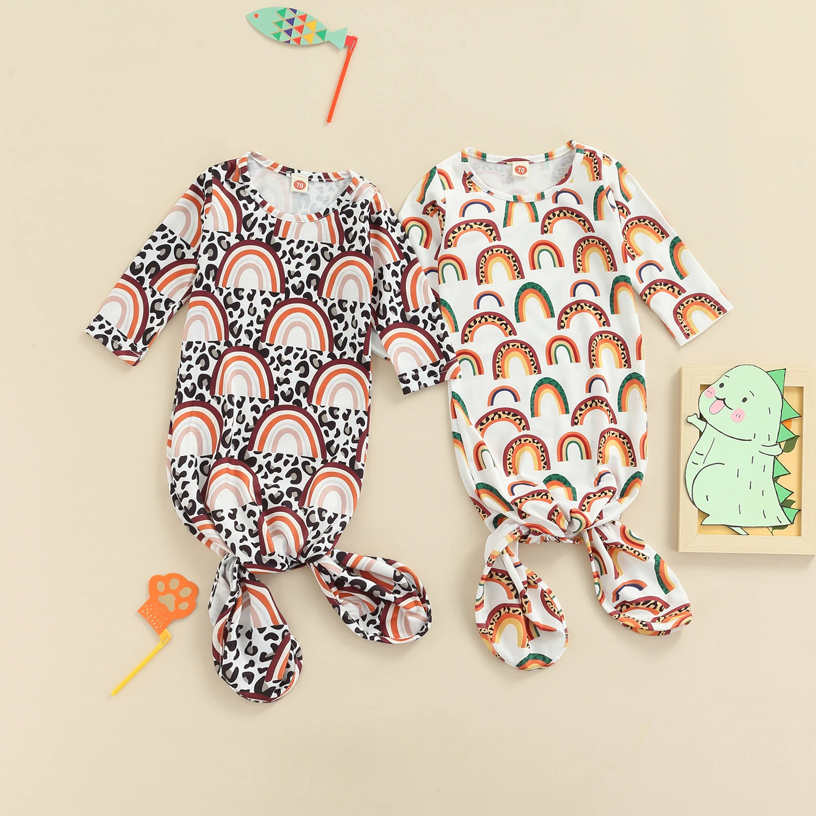 

Детская Хлопковая ночная рубашка с длинным рукавом и круглым вырезом