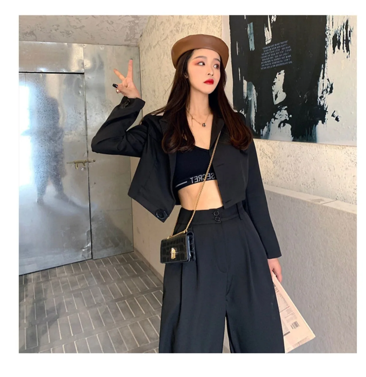 

Women New Spring Casual Two Pieces Vintage Office Lady Single Breasted Blazers &Pants Street Short Blazers Pants Suits