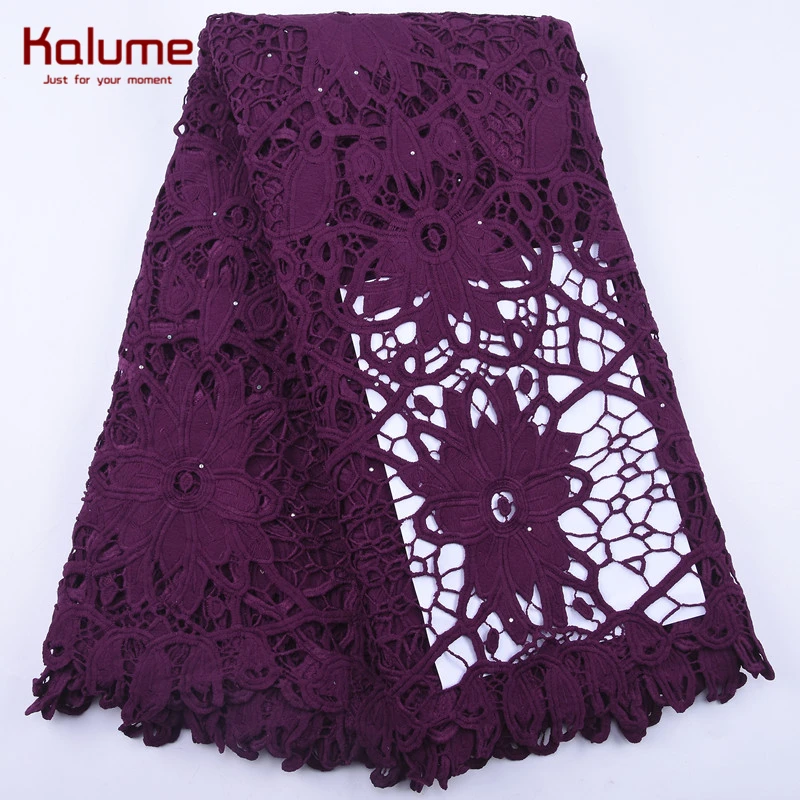 Kalume зеленый нигерийский водорастворимый шнур кружевная ткань вышивка