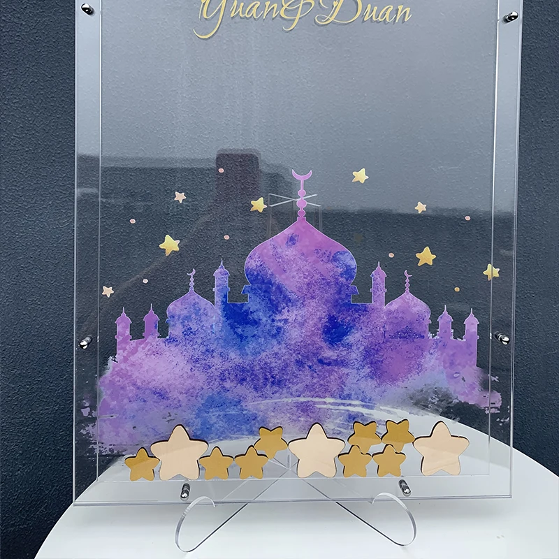 Customize Guestbook Transparent Frame Personalised Wedding Guest Book Alternative Five-Pointed Star Drop Box Top Signature