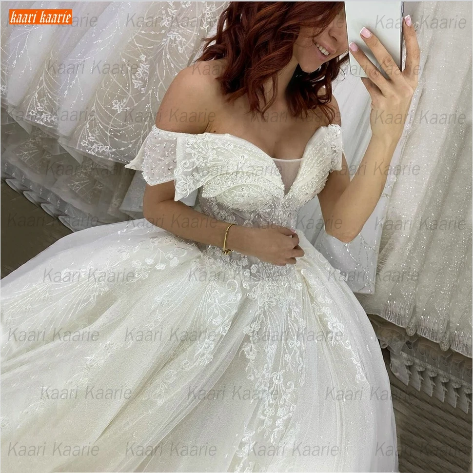 Sumptuous Lace Wedding Gowns Off Shoulder Appliqued Tulle Ball Gown Princess Church Bride Dress Long Custom Made Dresses | Свадьбы и
