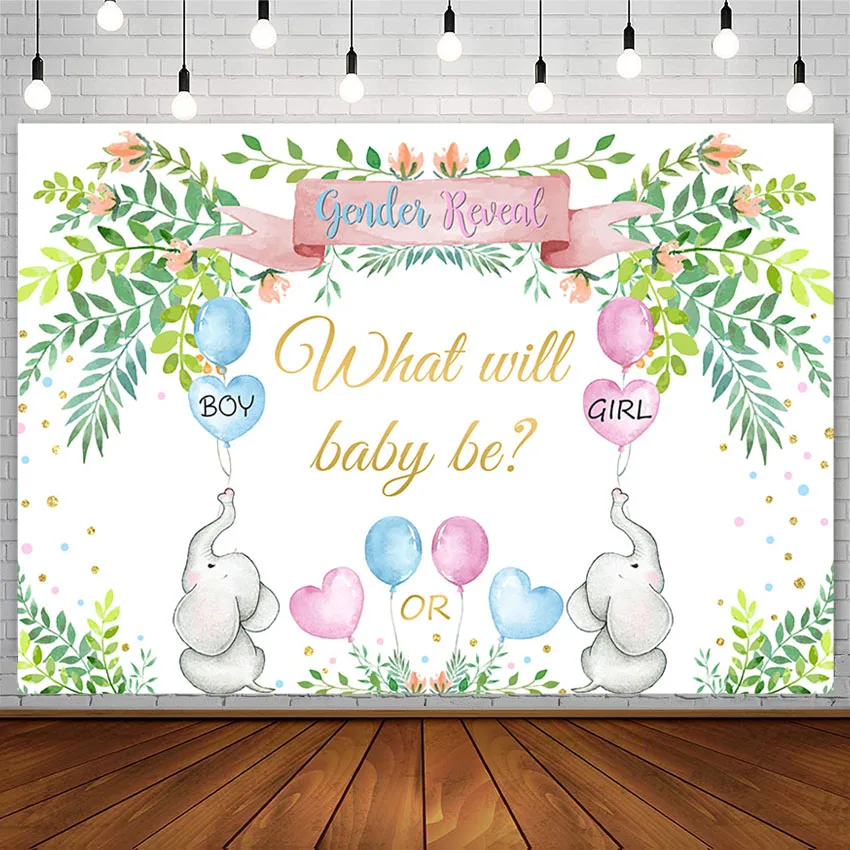 

Avezano Boy Or Girl Photography Backdground Gender Reveal Party Elephant Wild Animals Decor Backdrop Photo Studio Photozone