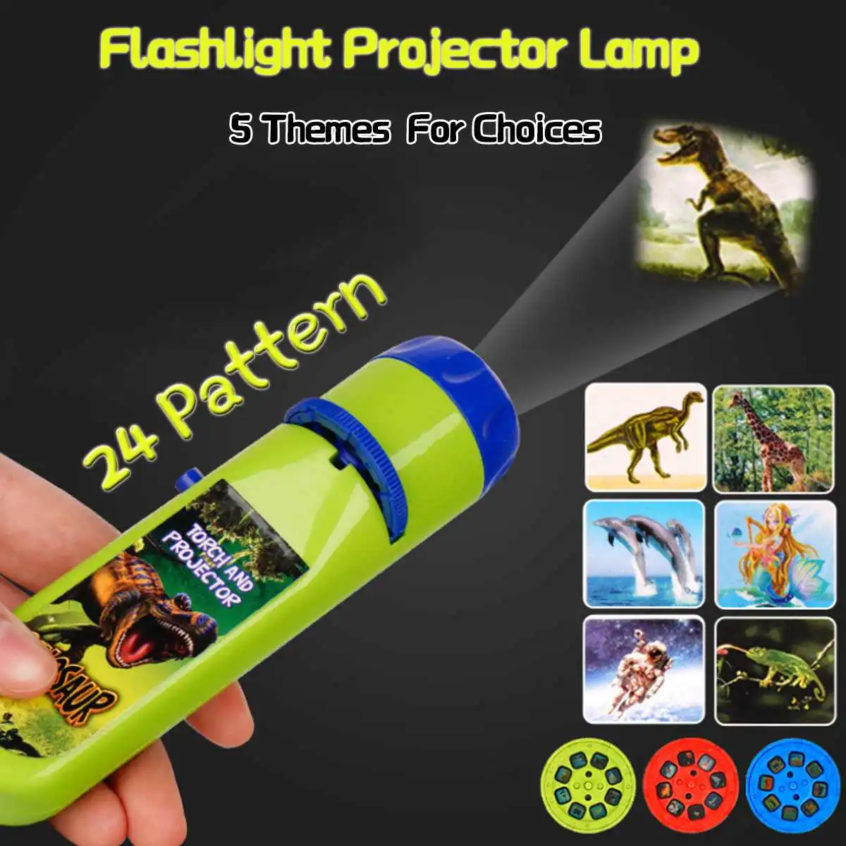 

24 Patterns Projection Flashlight Children Projector Light Cute Cartoon Toy Night Photo Picture Light Bedtime Learning Fun Toys