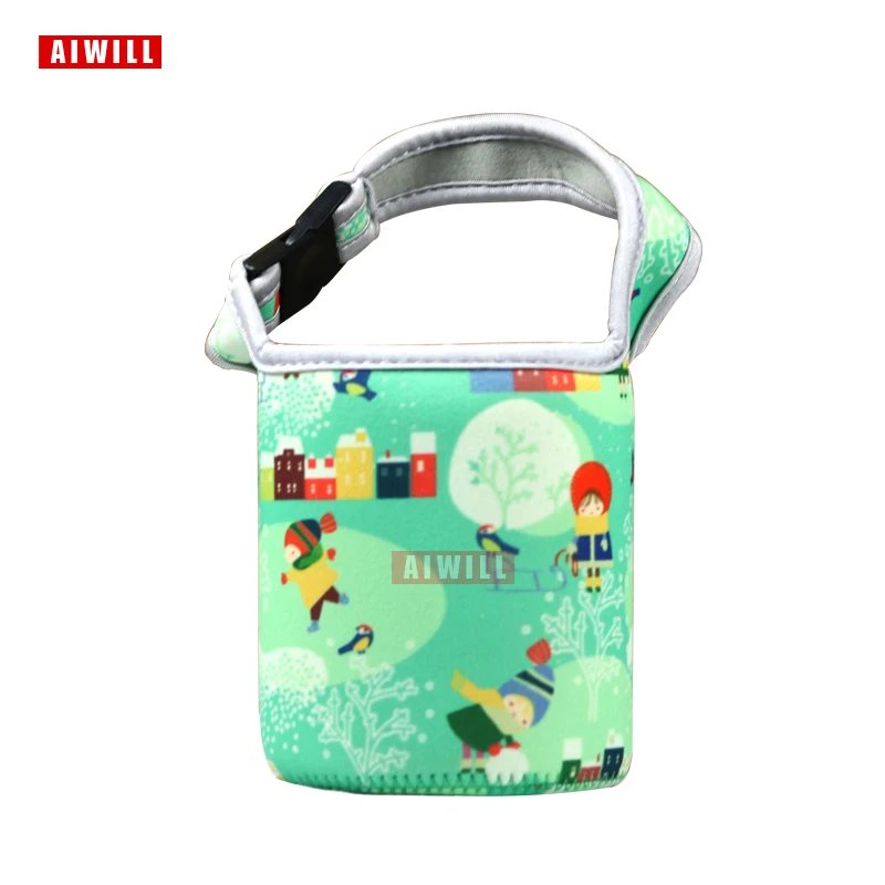 Aiwill Cute Bottle Cover Circle Neoprene Lunch Cup Set Hand Cartoon Pattern Lunch Box Bag Insulated Lunch Bag