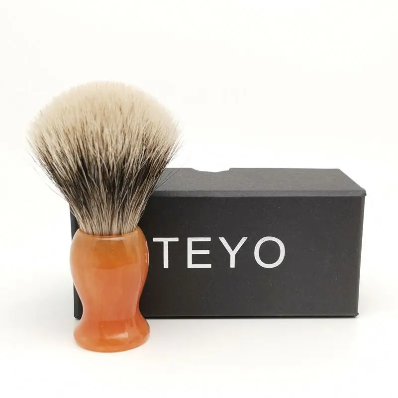 TEYO Shaving Brush of Two Band Silvertip Finest Badger Hair With Gift Box Perfect for Wet Shaving Cream Soap Razor Tools