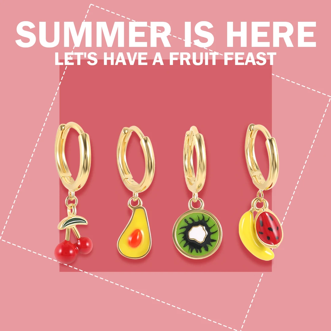 

CANNER 925 Sterling Silver Earrings For Women Summer Fruits Earrings Dangle Ear Piercing Pendientes Mom Gift 2021 Trend Vintage