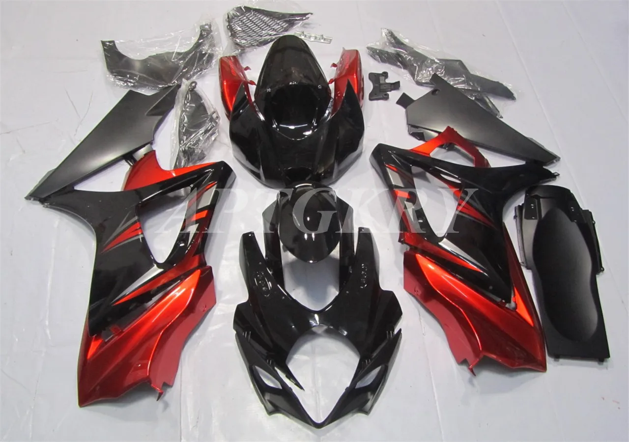 

Новый комплект обтекателей для мотоцикла из АБС-пластика, подходит для Suzuki GSXR1000 K7 2007 2008 07 08 GSXR1000, кузов красного и черного цвета