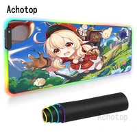 anime rgb genshin impact mouse pad rug durable rubber mouse mat led light gaming mouse pad large pad keyboards with backlit mat