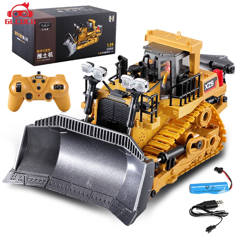 

1:24 9CH Multifunctional RC Bulldozer Crawler Type Alloy/Plastic Shovel Engineering Forklift Heavy Excavator toy gifts for kids