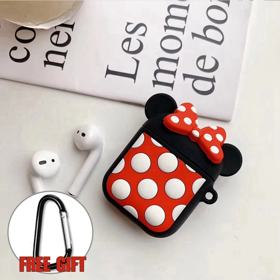 Mini Чехол для AirPods с мультяшным рисунком, чехол для наушников для Apple Airpods 2, чехол для зарядки, защитные аксессуары, крючок карабина - Цвет: Mini