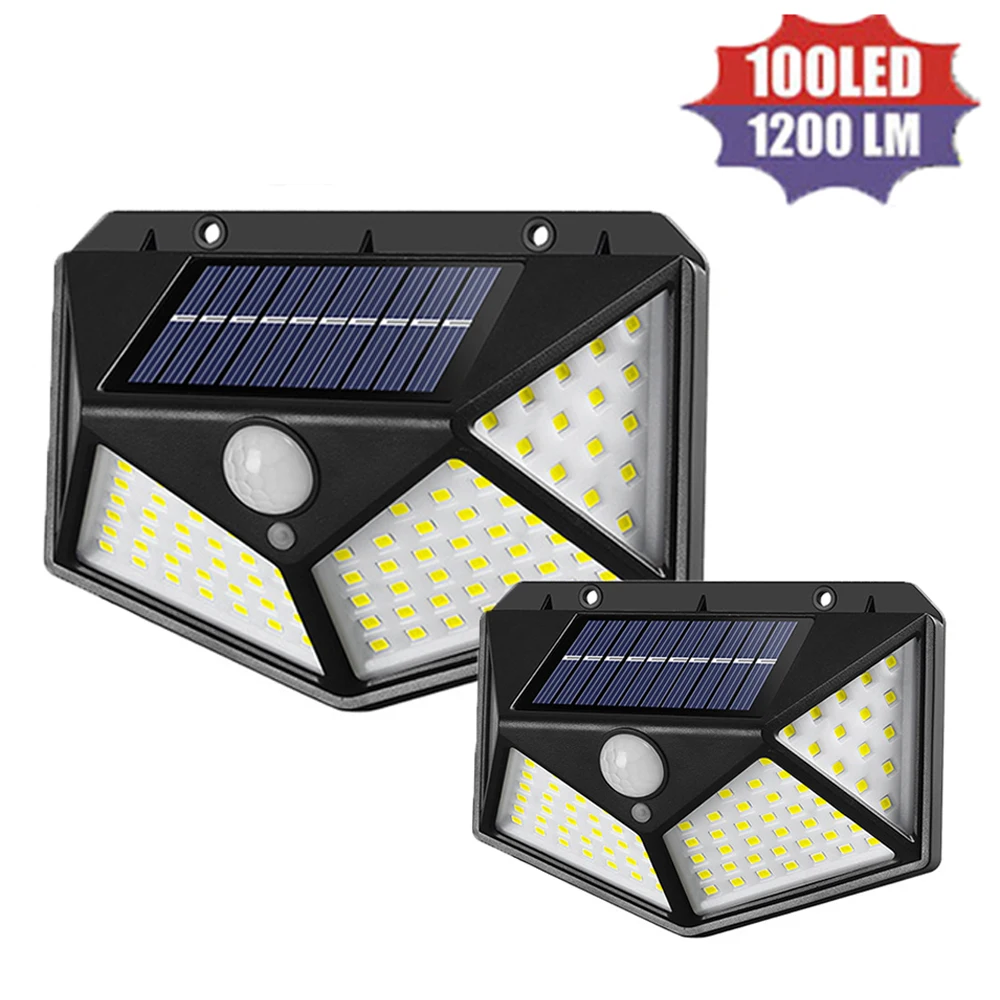 

100 LED Solar Light Outdoor Solar Lamp Powered Sunlight Waterproof PIR Motion Sensor Light for Garden Decoration