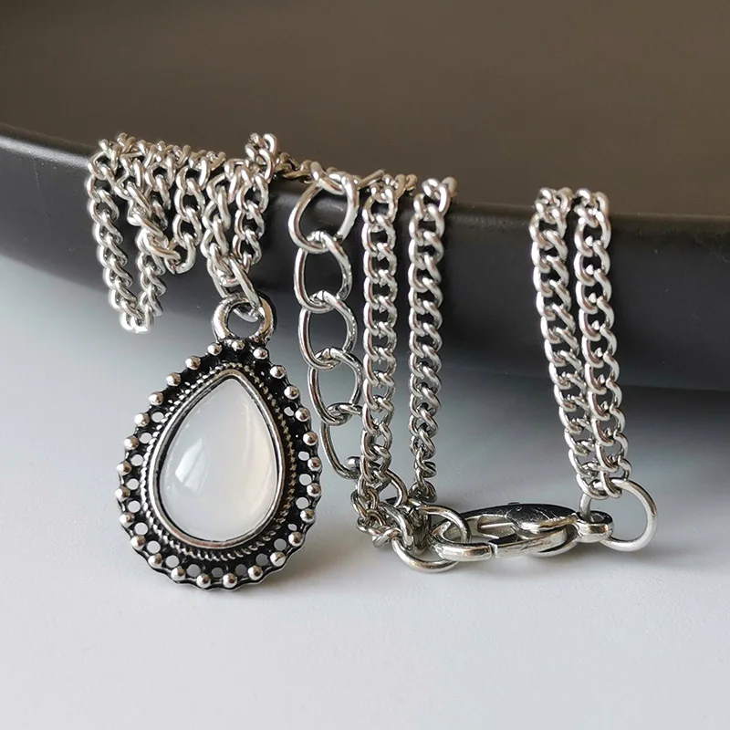 Новое модное ожерелье с двойным Рогом в форме полумесяца капли воды ювелирные