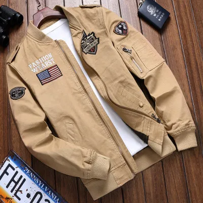 

Military Jacket Men Spring Autumn Mens Coat Casual Warm Bomber Jacket Men Cotton Baseball Uniform Jacket Zipper Coat Autumn