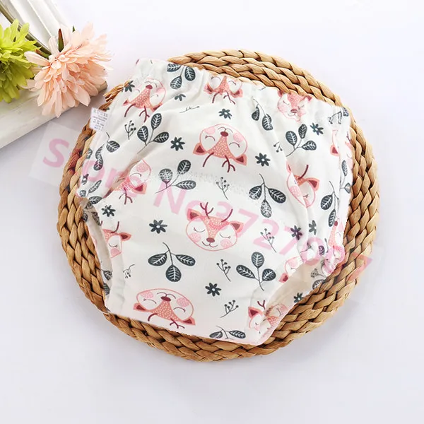 Pink Deer Милые хлопковые тренировочные трусики для малышей, непромокаемые тканевые подгузники многоразовые подгузники, подгузники для малышей, нижнее белье для малышей, моющиеся зимние - Цвет: Pink Deer