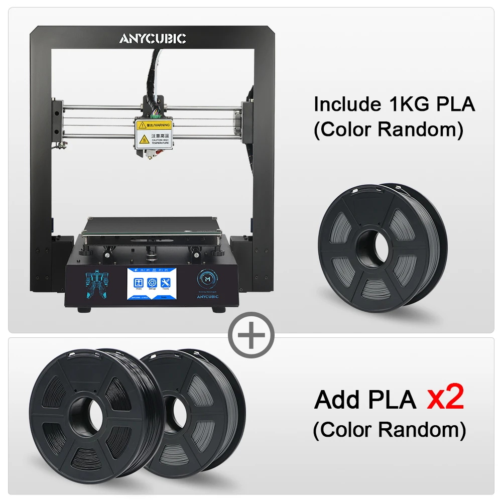 ANYCUBIC I3 Мега 3d принтер нить полностью металлическая рамка Impresora TFT сенсорный экран Высокая точность 3d принтер экструдер impressora - Цвет: Mega Add 2Kg PLA