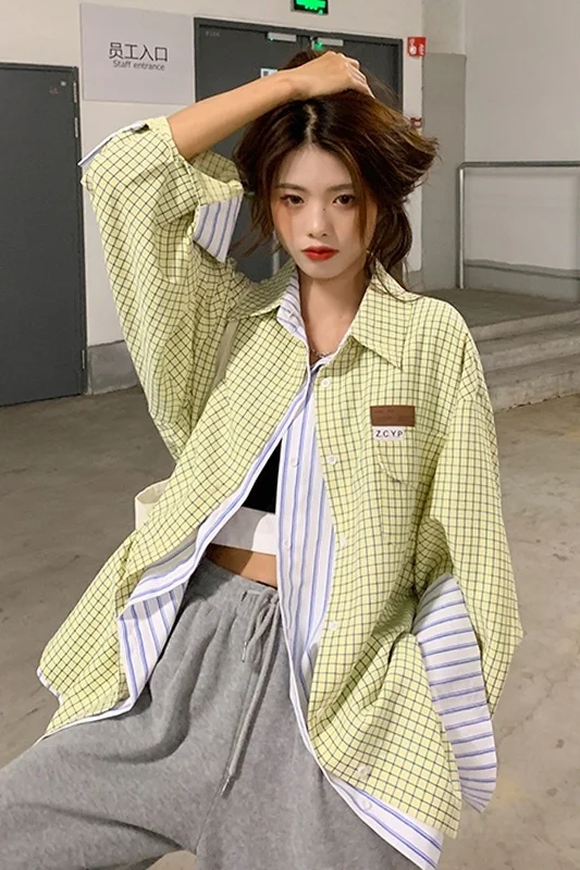 Клетчатая рубашка-пальто женский дизайн нишевая коллекция 2021 новинка летняя