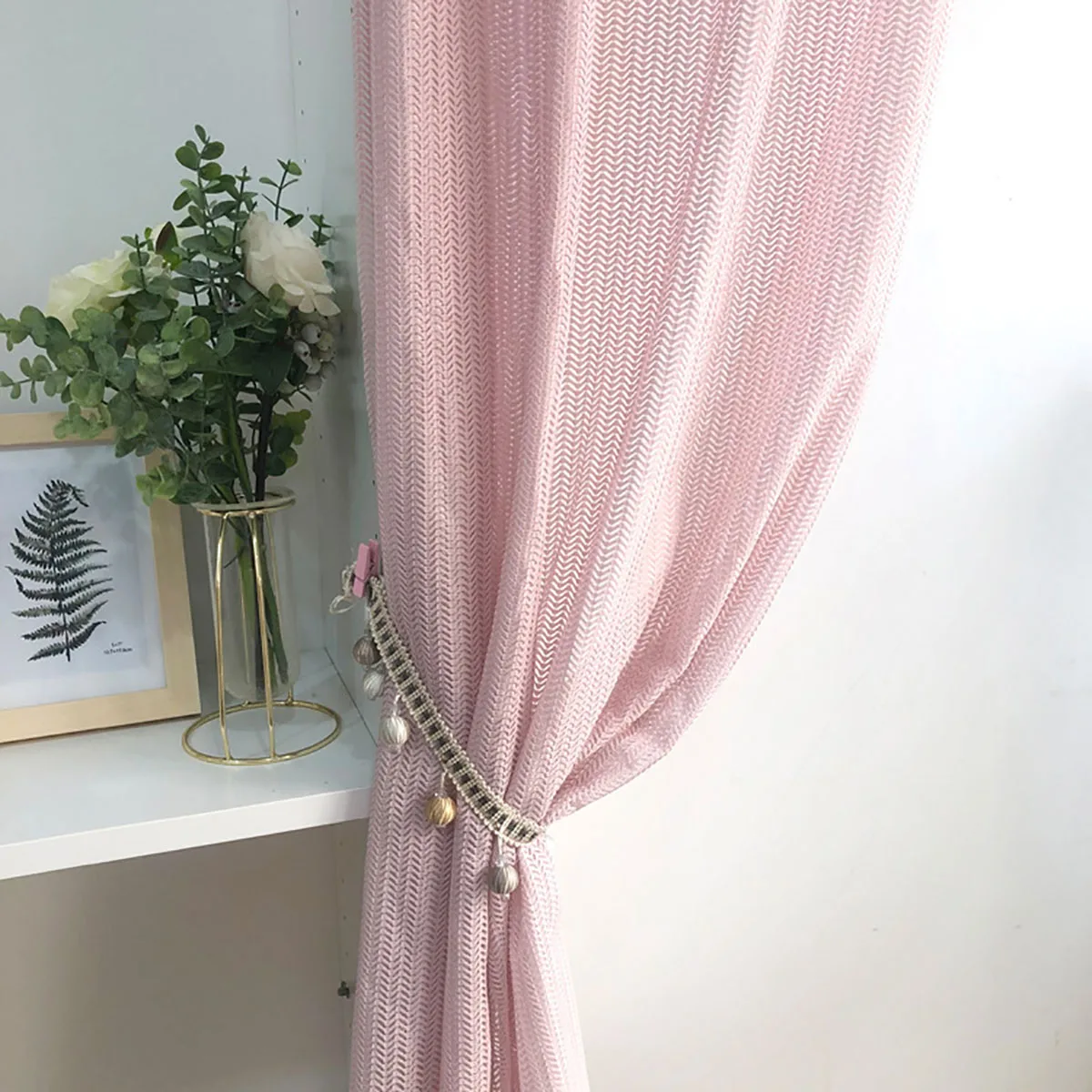 

Flwoo Modern Light Luxury Herringbone Curtains for Living Room Bedroom Study Plain Window Screen