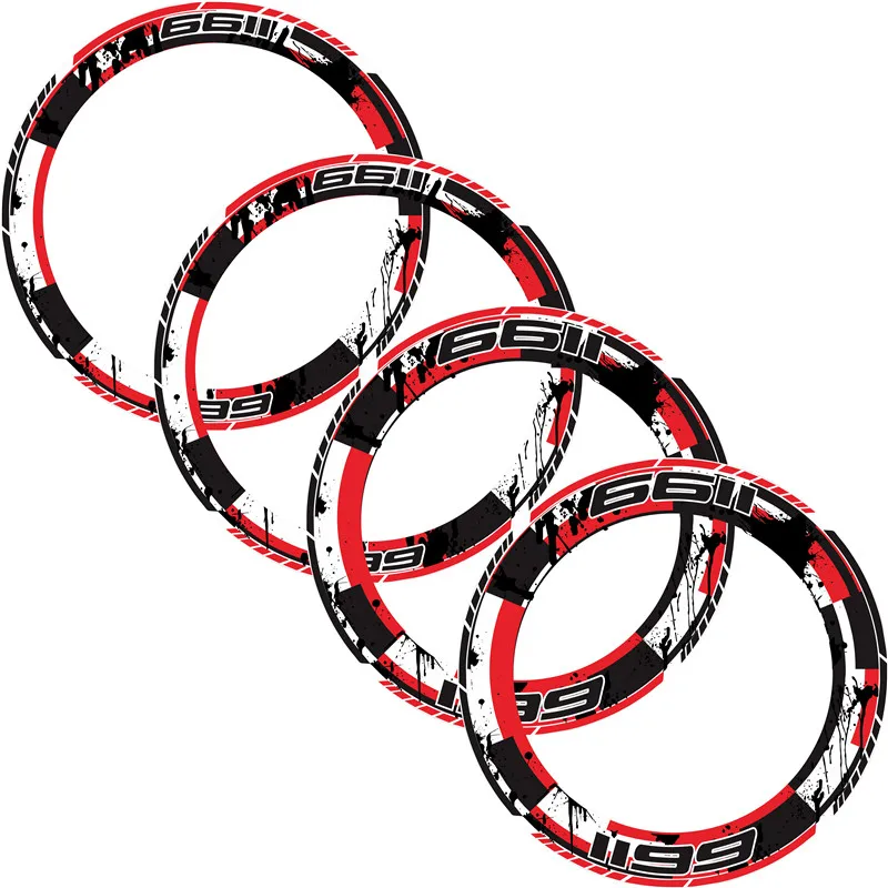 

New motorcycle reflective waterproof decorative rim 4 X thick edge outer wheel sticker stripe wheel decal for DUCATI 1199