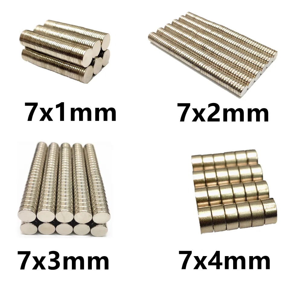 10 20 50 шт./лот NdFeB магнит 7*1 7*2 7*3 7*4 N35 дисковый 7x1 7x2 7x3 7x4 Круглые неодимовые магниты -