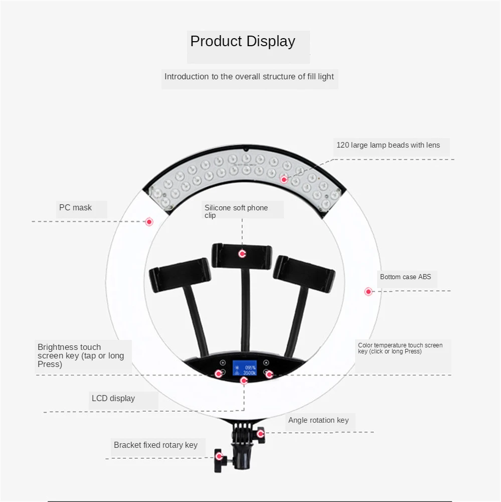 

Mobile Phone Ring Light USB Recharge Portable LED Flash Fill Light Selfie Stick Adjustable Lamp Photography Props LED For iPhone