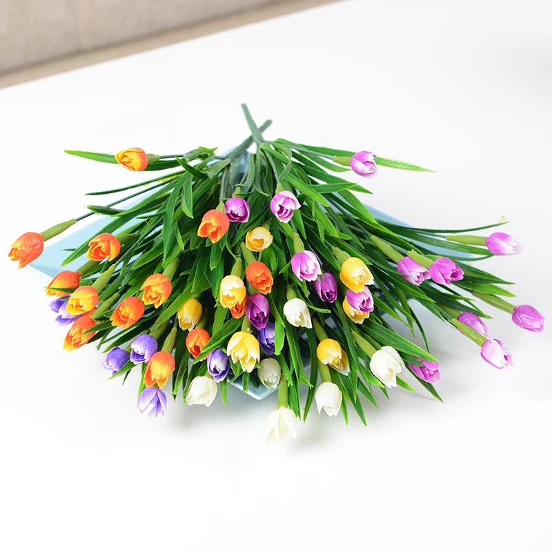 Искусственные тюльпаны цветы/Букет растений (7 веток цветов) свадебные