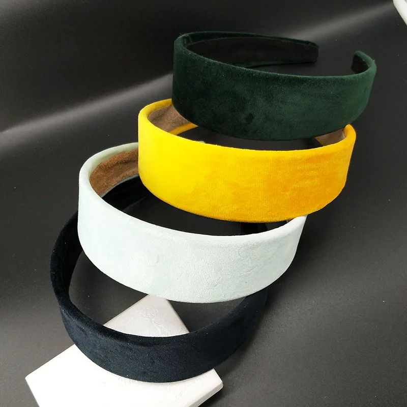 8PC /4cm width Fashion Women Velvet Wide high Quality DIY Hairband Comfortable Headband Simple Black Random Color