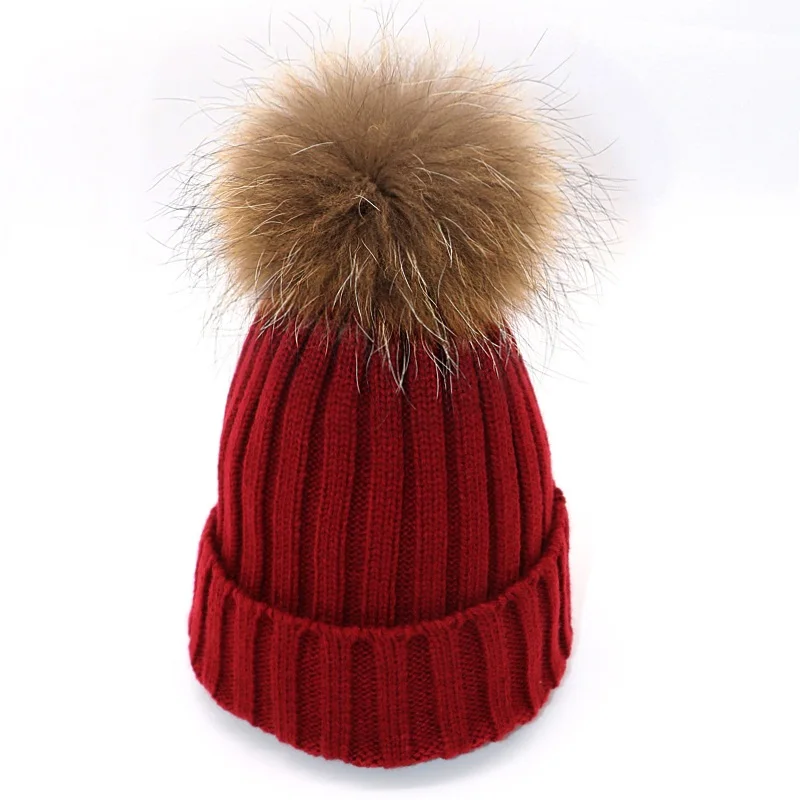 Зимние теплые шапки для женщин Skullies Beanies Pom толстые вязаные мягкие Меховые с