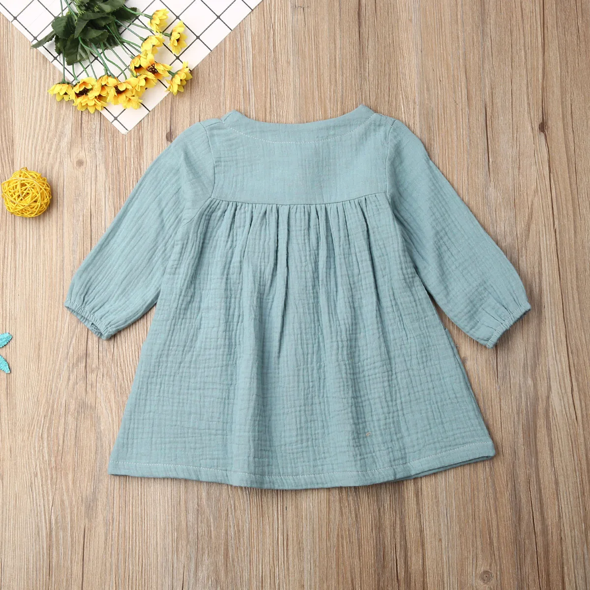 Girl Dress 2019 Autumn Toddler Baby Button Cotton and linen Tutu Party Pageant Casual Wedding | Детская одежда и обувь