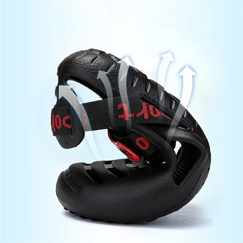 

Trendy Fashion Beach Shoes Mens Summer Outdoor Wear Hollow Convenient Velcro Sandals Korean Personality Non-Slip Youth Slippers