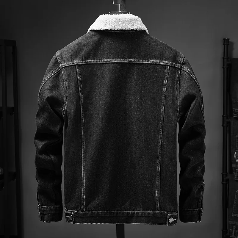 Мужская зимняя джинсовая куртка с плюшевой подкладкой размеры до 5xl 6xl 8xl | одежда