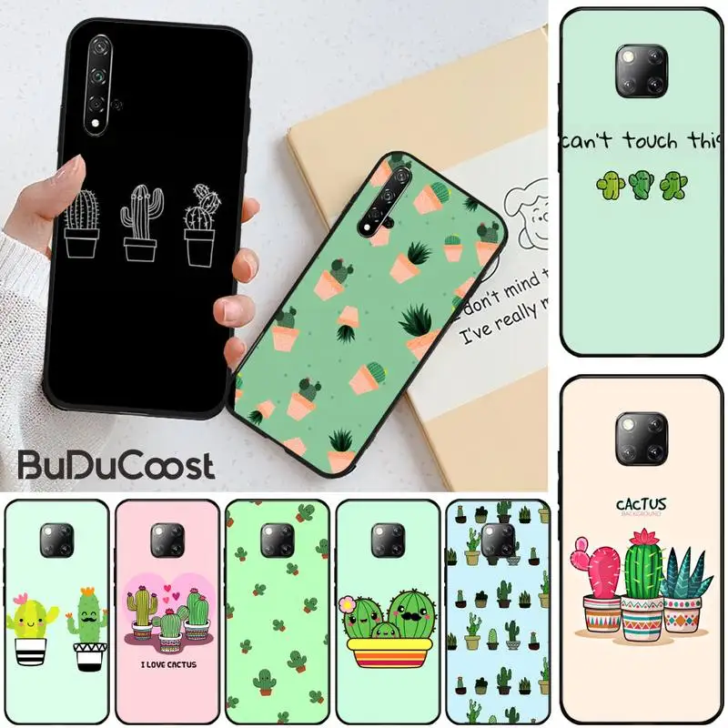 Карамельный цвет кактус черный мягкий чехол для телефона из ТПУ Huawei Honor 10 20 lite view20