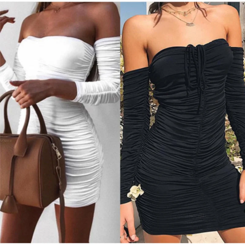 

Летнее облегающее платье с длинным рукавом, плиссированная юбка