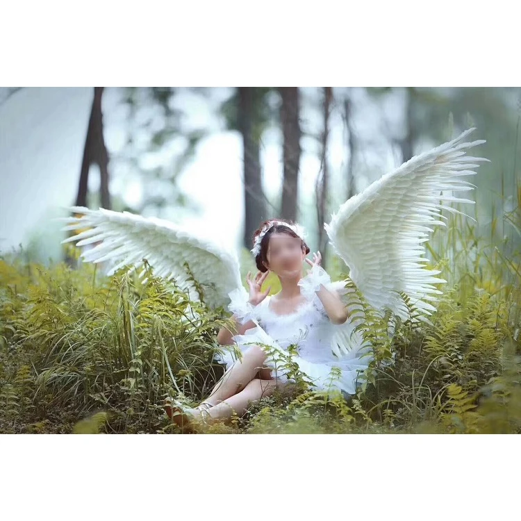 

Pure White angel feather wing adult model runway underwear show shooting props festival party wing for Halloween's Day
