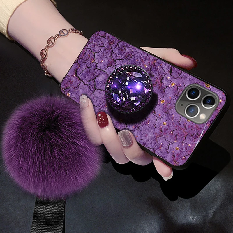 for iPhone 11 Pro X XR XS MAX 7 8 6s Plus Phone Cases Luxury Diamond Marble Glitter holder Ring Silicon Cover For | Мобильные