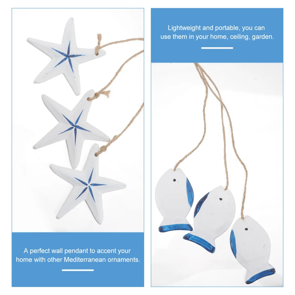 

6pcs Mediterranean Wall Decor Hanging Ornament Creative Wall Hanging (Blue)