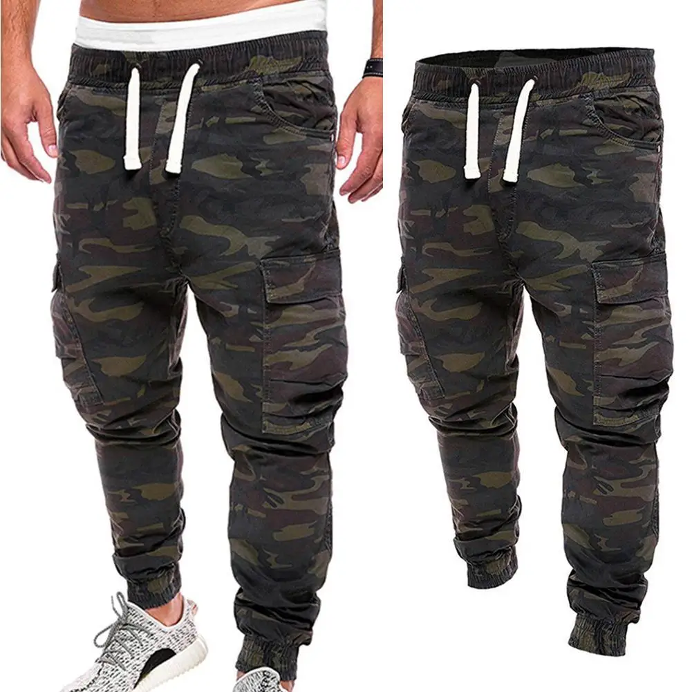

Plus Size Men Military Camouflage Print Trousers Multi Pockets Cargo Jog Pants