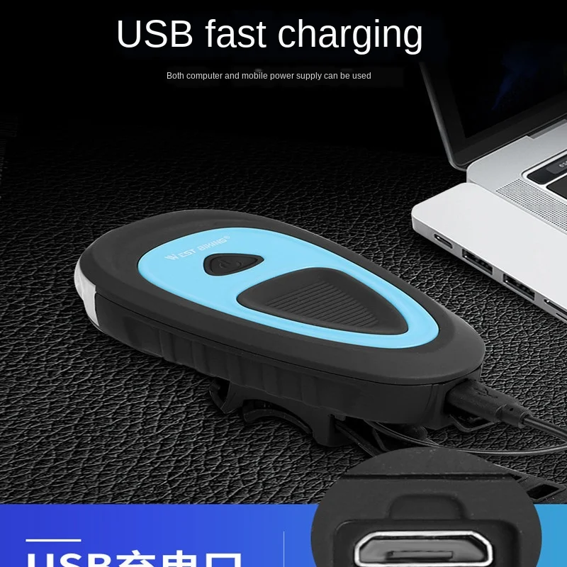 Велосипедный головной светильник с роговым фонариком зарядка через USB для