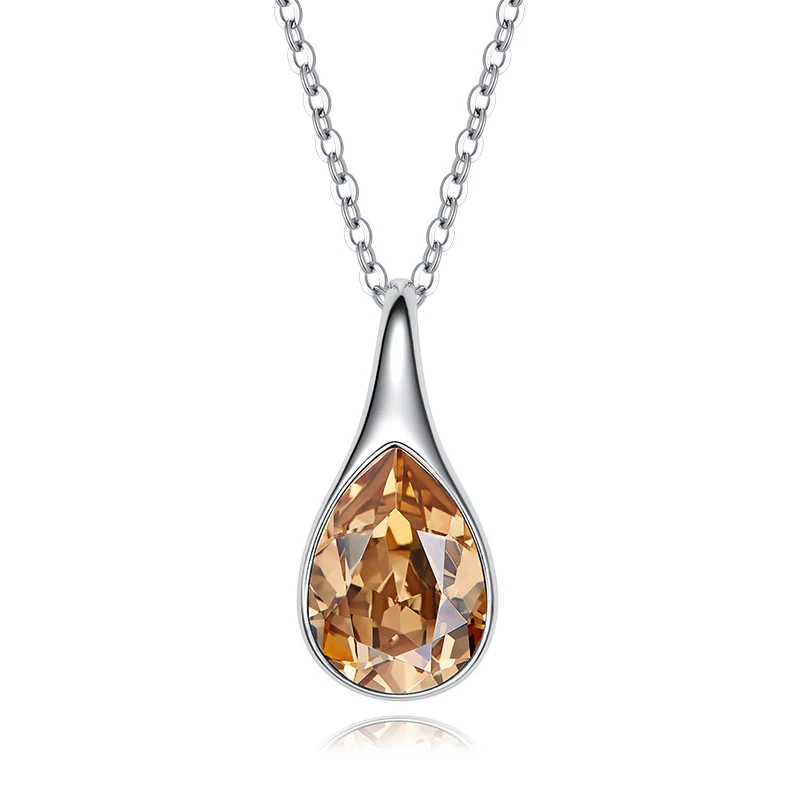 Золотой Ожерелье Warme Farben с кристаллами Swarovski для женщин, корейское простое ожерелье с кристаллами в виде капли воды, модное ювелирное изделие, ожерелье - Цвет камня: Золотой
