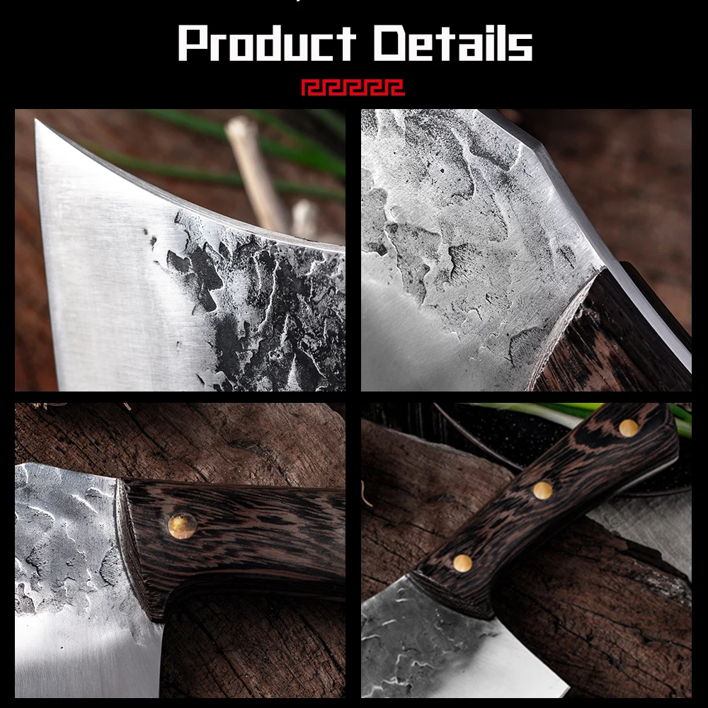 Sowoll Handmade Forged Butcher Slaughter Knife Comfortable Wood Handle Hammer Blade Survival Chef Camping Hiking Tools | Дом и сад