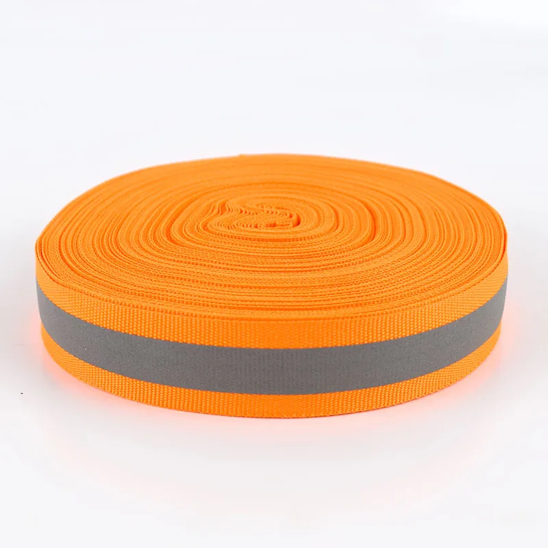 orange 2,0*1,0 см 23 метра полиэстер Светоотражающая тканевая Лента Ткачество трубы краны лента светофорПредупреждение со светоотражающей пленкой - Цвет: orange