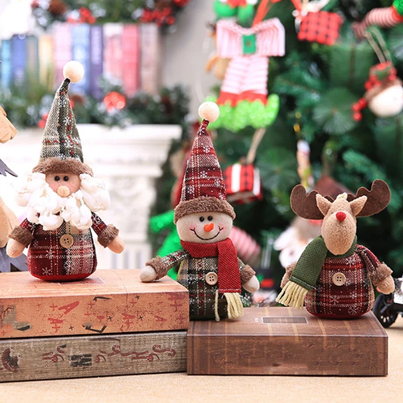 

Set of 6 Christmas Tree Ornaments Cartoon Doll Snowflake Plaid Cloth Doll Christmas Tree Ornaments