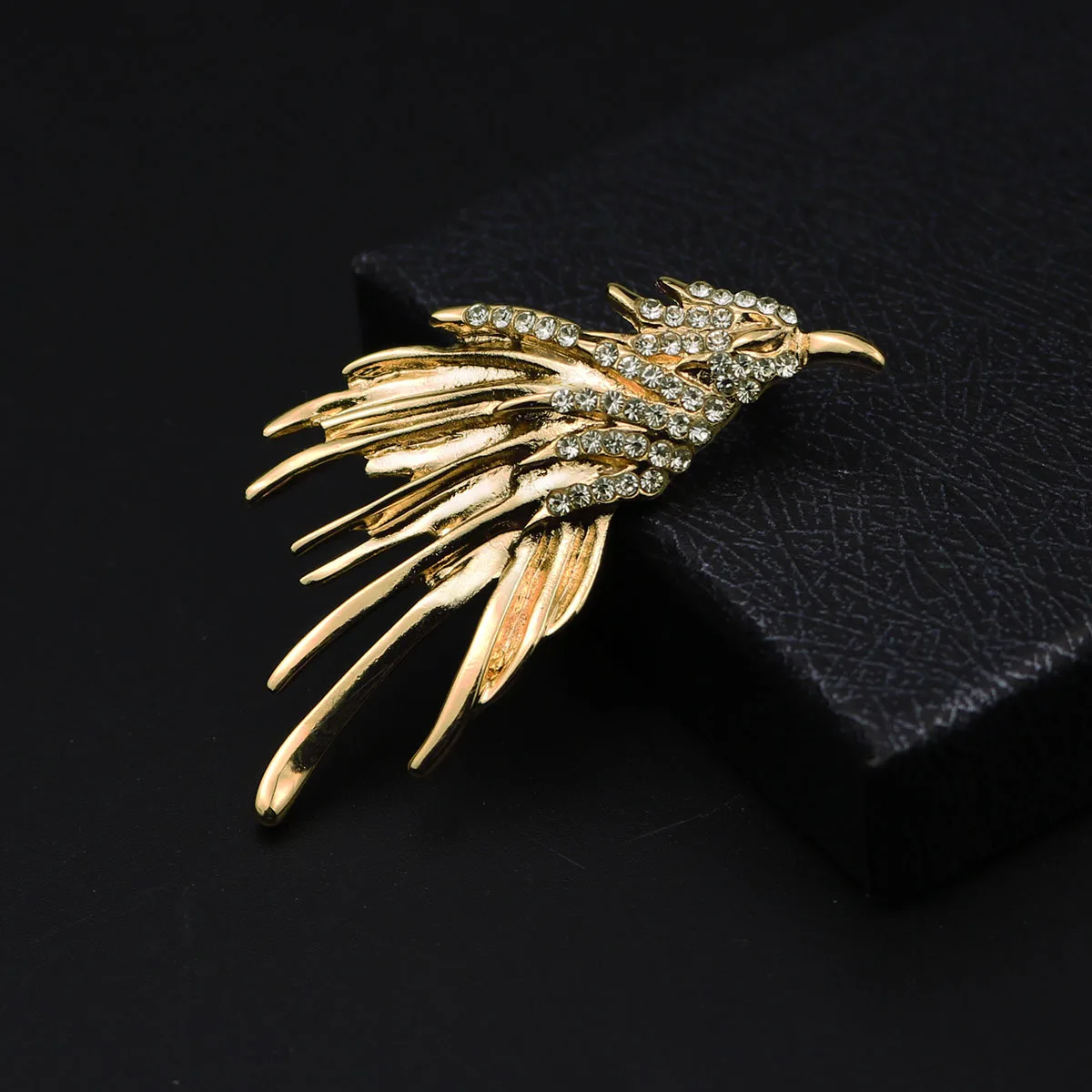 Модный металлический горный хрусталь животное брошь с Ястребом булавка для
