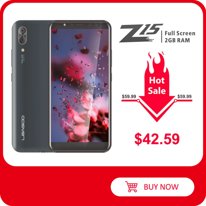 LEAGOO Z15 смартфон с 5 99 дюймовым дисплеем четырёхъядерным процессором MT6580M ОЗУ 2 Гб