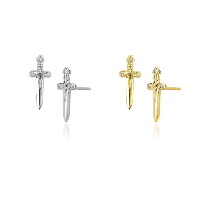 

Clear Zircon Dagger Pendant Stud Earring for Women Piercing Earring Rock Punk Party Jewelry for Women 2022 Unusual Earrings
