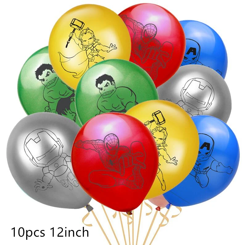 batman spiderman iron man hulk balloon party supplies superhero balloons superman baby super big hero happy birthday ballons toy - Цвет: 10pcs