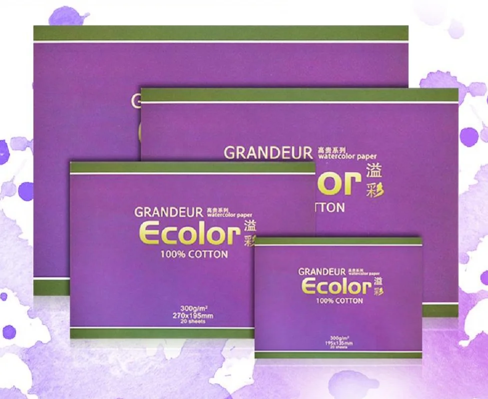 

Голландская импортная Акварельная бумага Ecolor из хлопчатобумажной целлюлозы, четырехсторонний герметик, бумага для рисования средней длин...